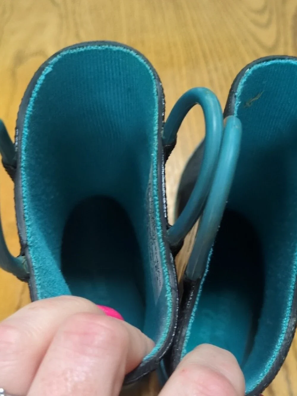 Western Chief Black Rain Boots with Teal Accents